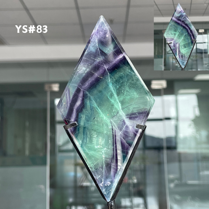 Unique,Rainbow Fluorite Diamond Slice