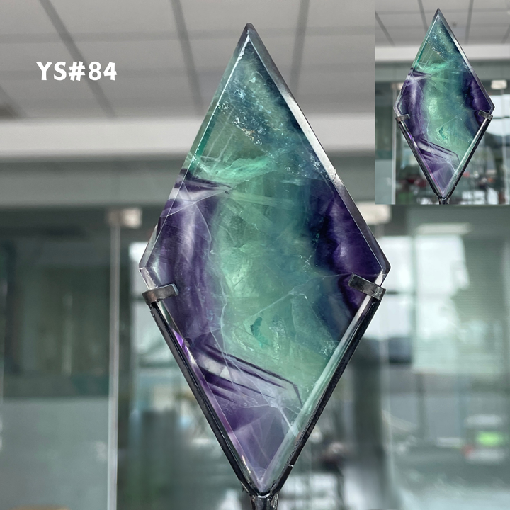 Unique,Rainbow Fluorite Diamond Slice