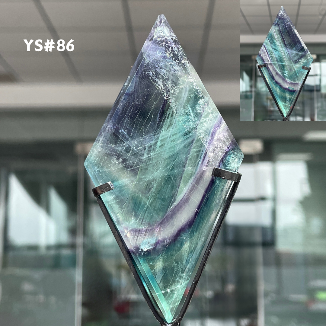 Unique,Rainbow Fluorite Diamond Slice