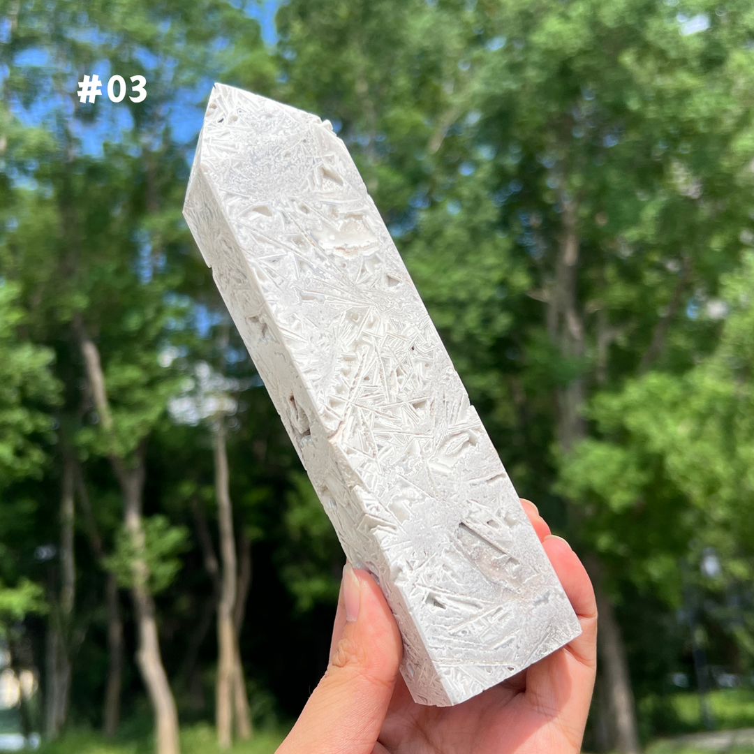 White Mexican Agate Tower