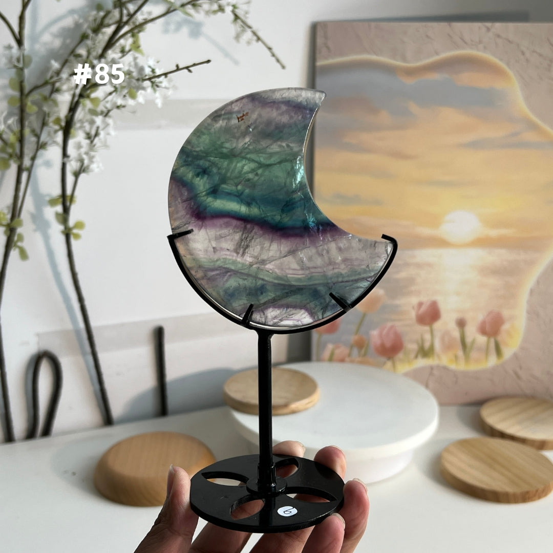 Unique,Natural Rainbow Fluorite Moon