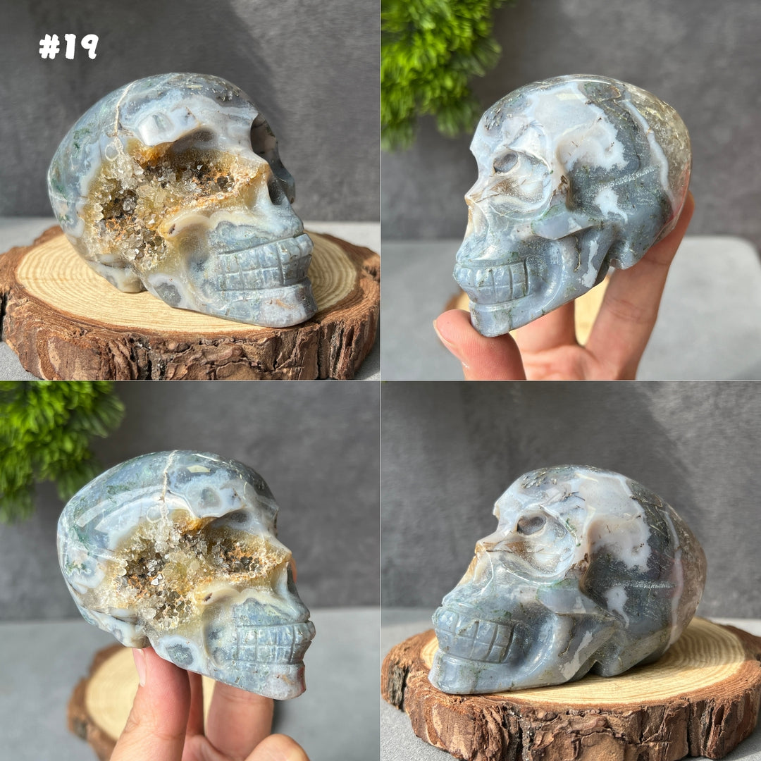Moss Agate Skull