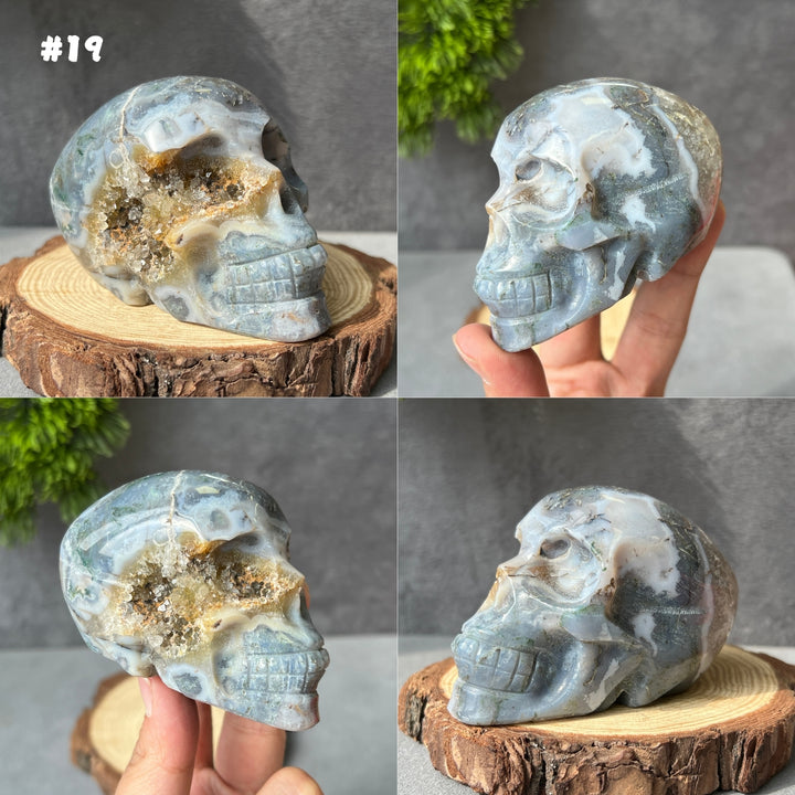 Moss Agate Skull