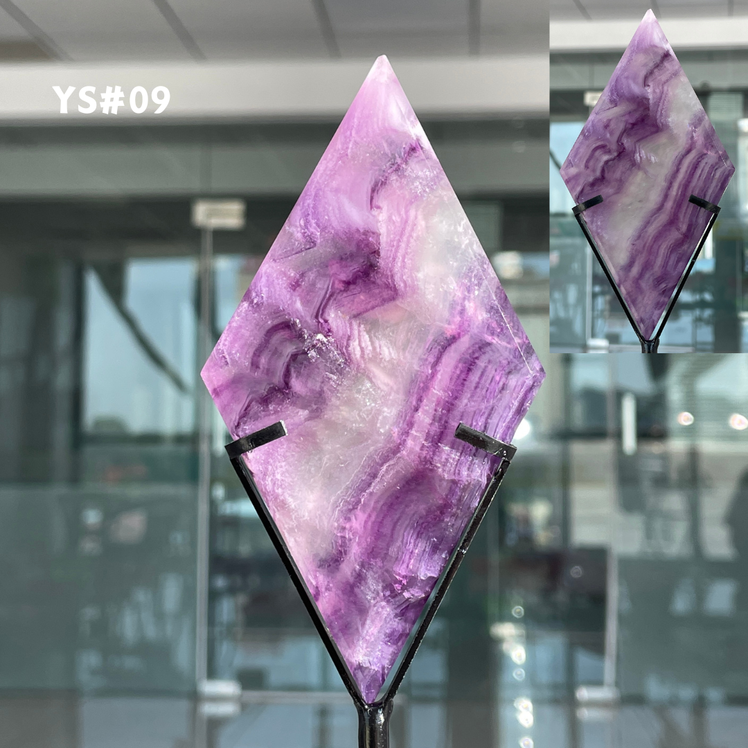 Unique,Rainbow Fluorite Diamond Slice