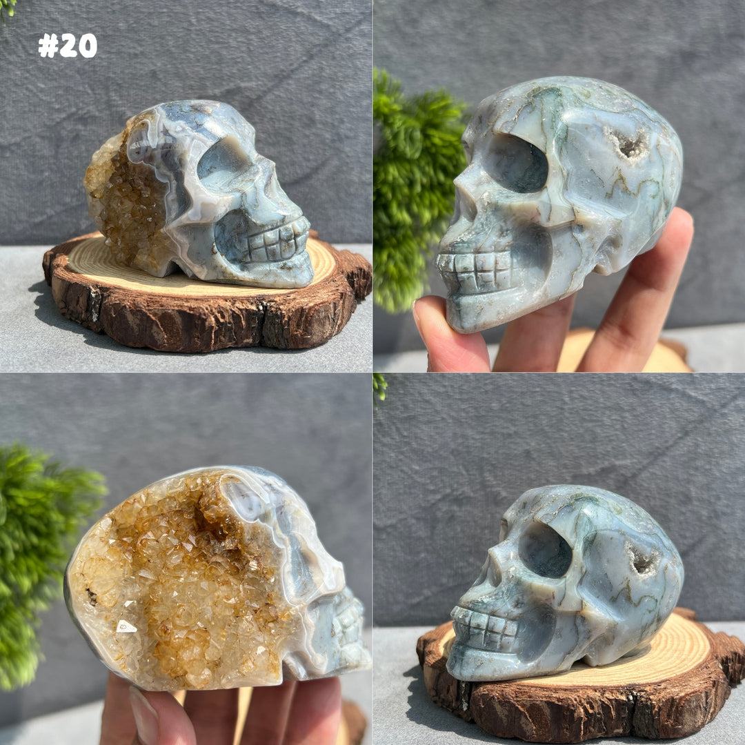 Moss Agate Skull
