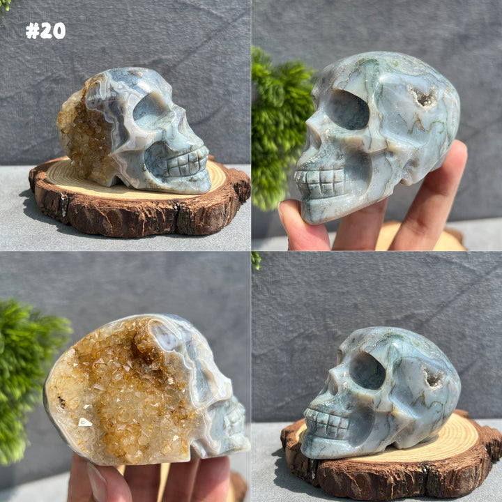Moss Agate Skull