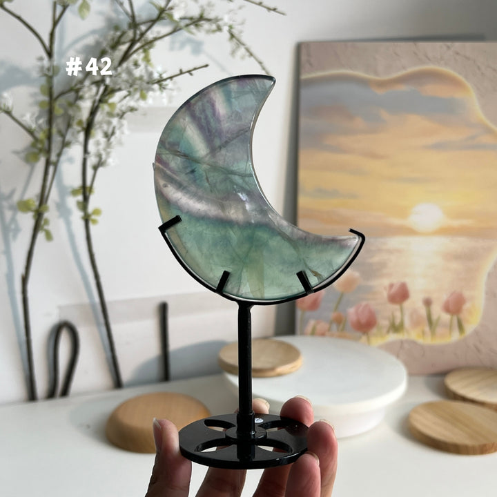 Unique,Natural Rainbow Fluorite Moon