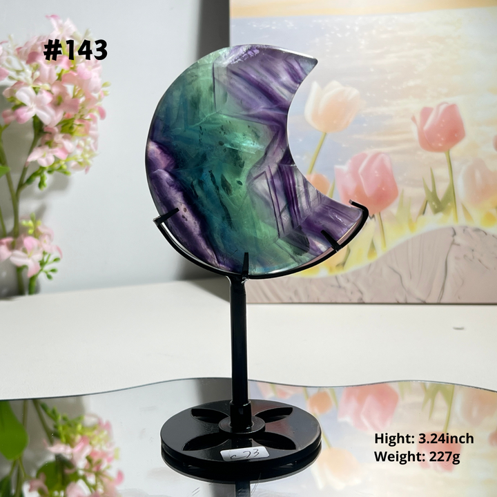 Unique,Natural Rainbow Fluorite Moon