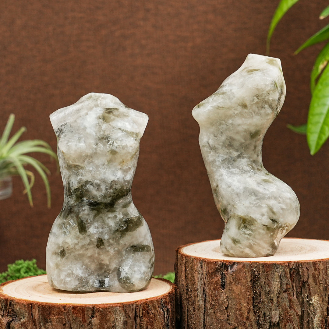 Smoky Quartz With Phlogopite Goddess Statue