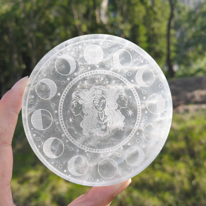 Selenite Twelve Zodiac Signs Disc