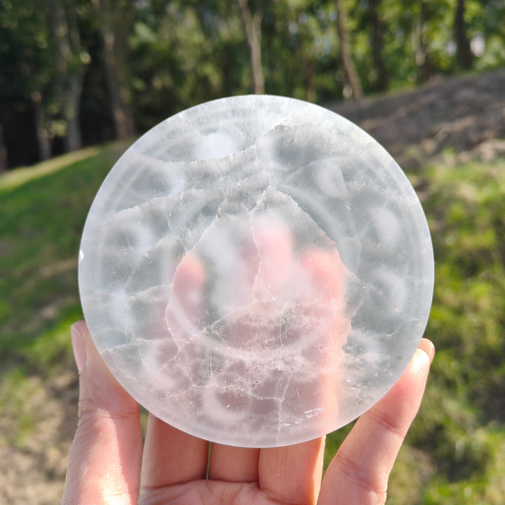 Selenite Twelve Zodiac Signs Disc