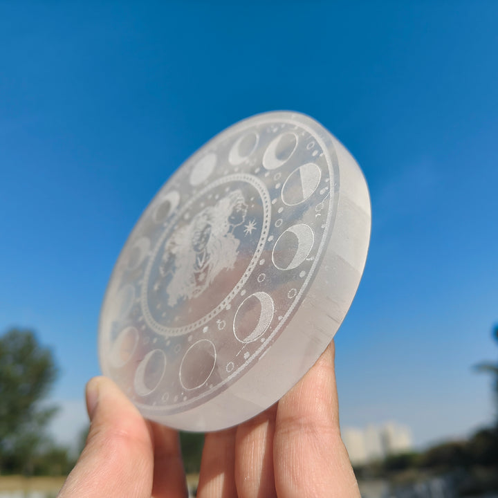 Selenite Twelve Zodiac Signs Disc
