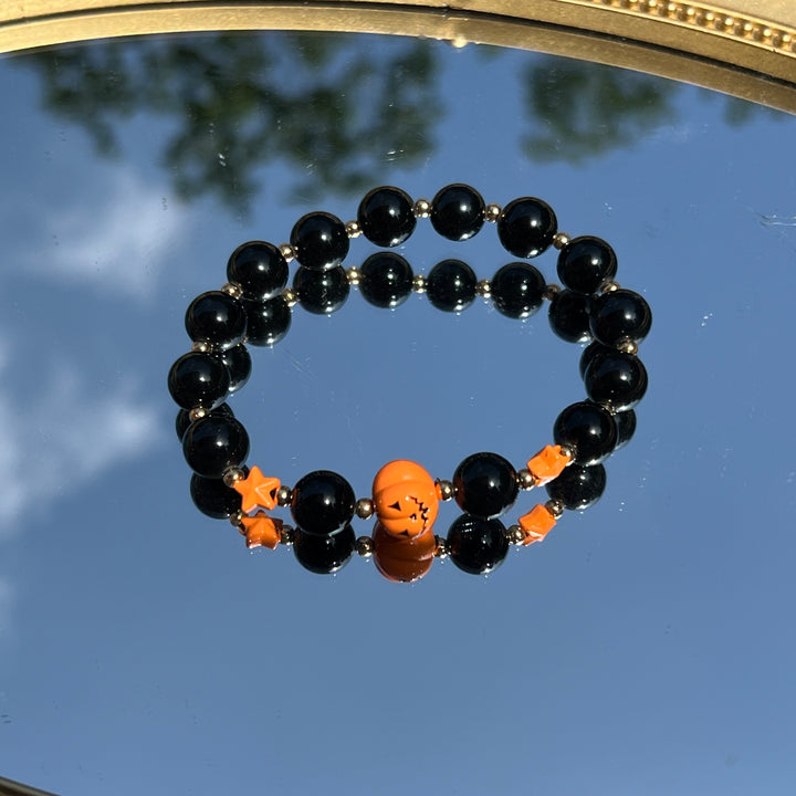 Obsidian Pumpkin Bracelet