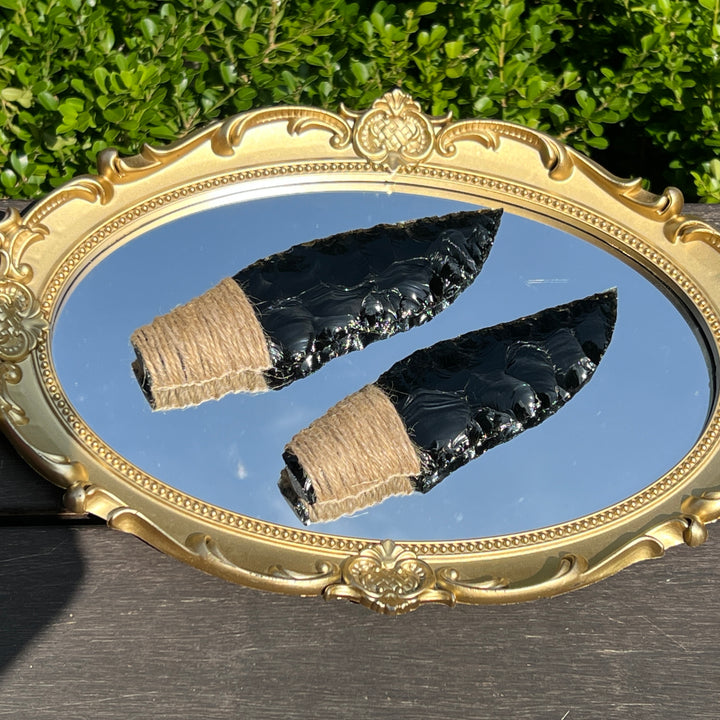 Sonne und Mond aus goldenem/silbernem Obsidian