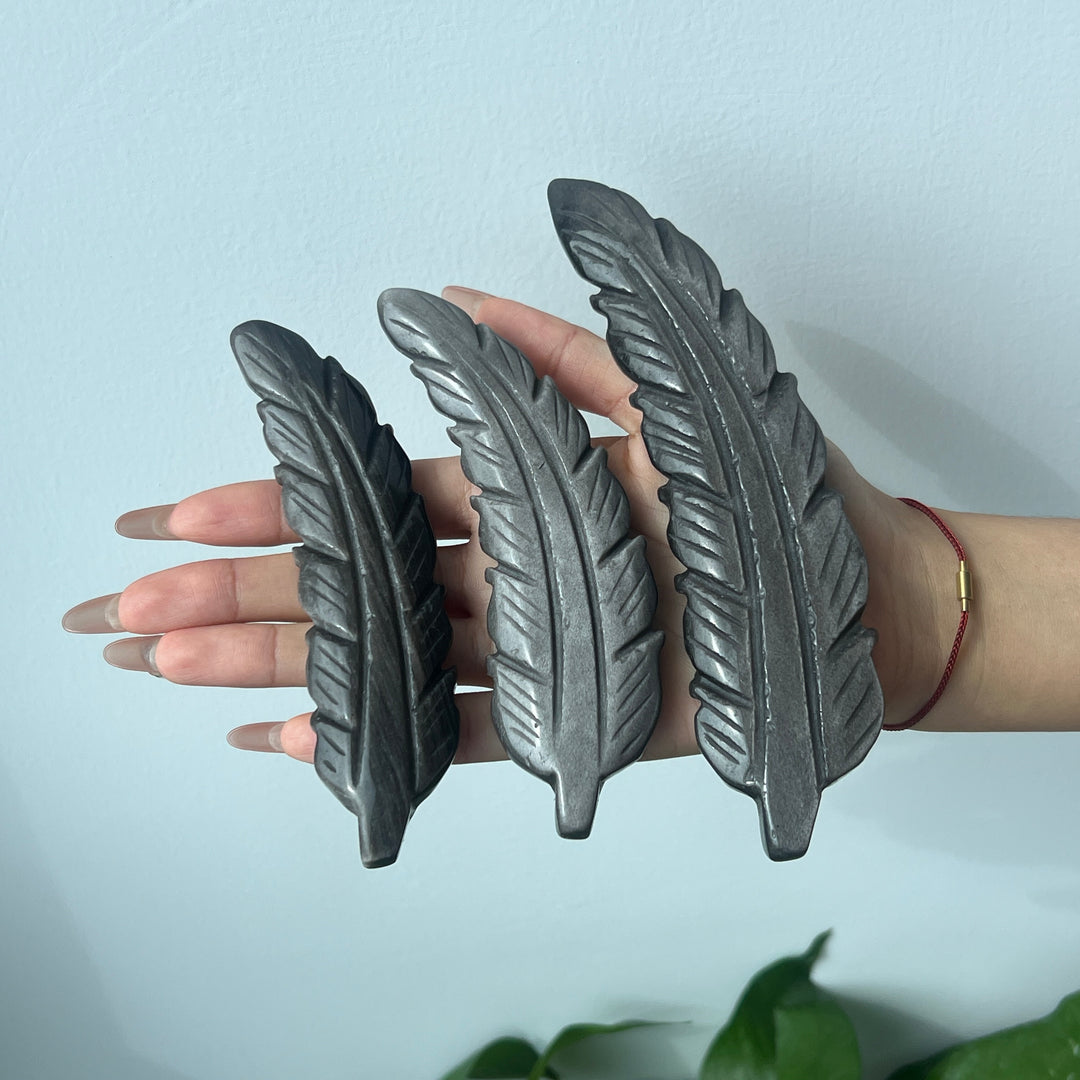 Unique,Silver Obsidian Feather