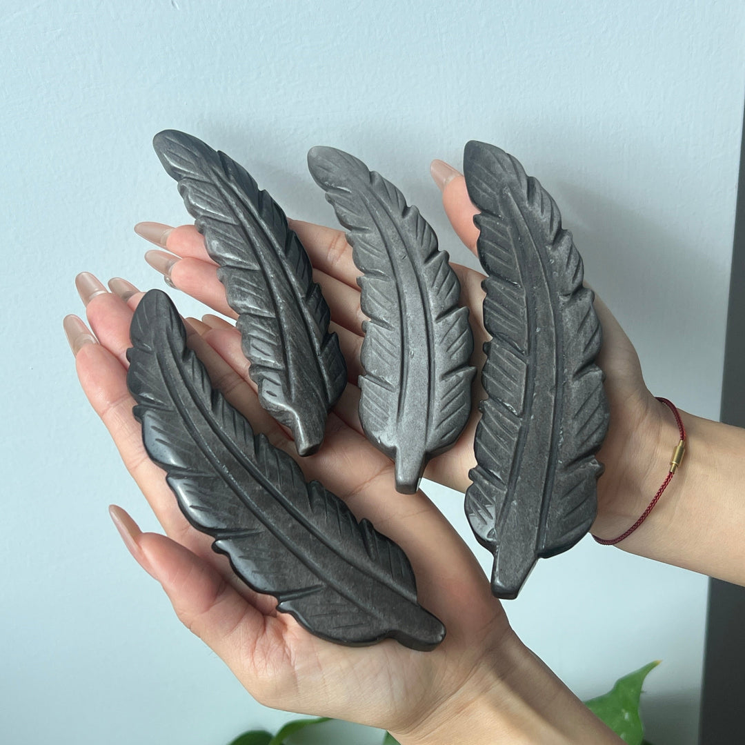 Unique,Silver Obsidian Feather