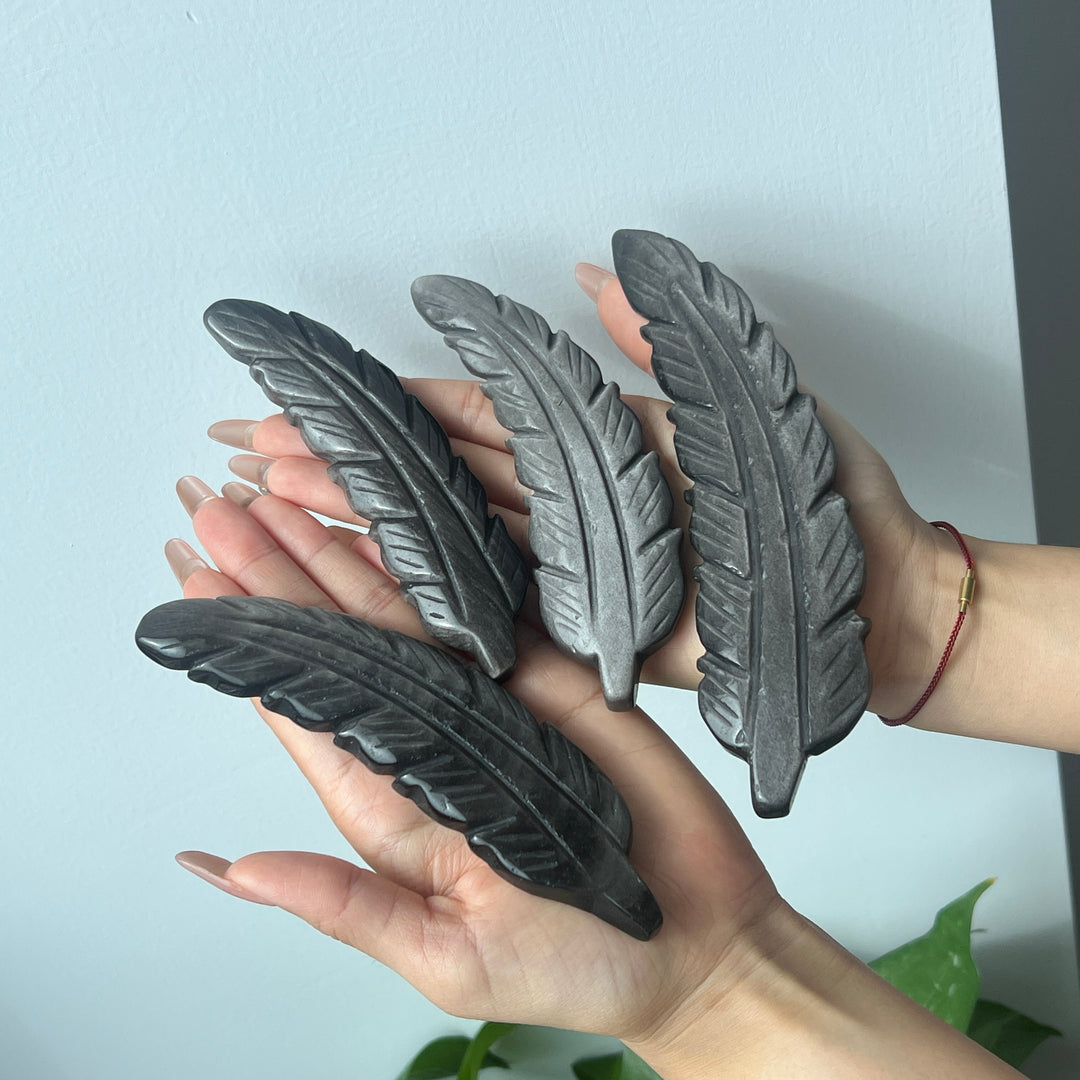 Unique,Silver Obsidian Feather
