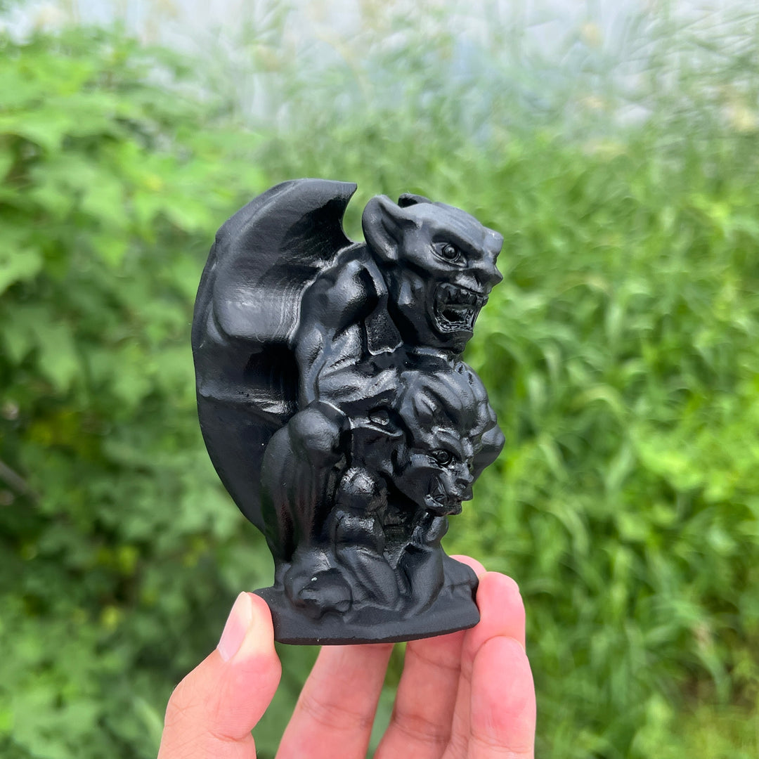 Black Obsidian Gargoyle Duo