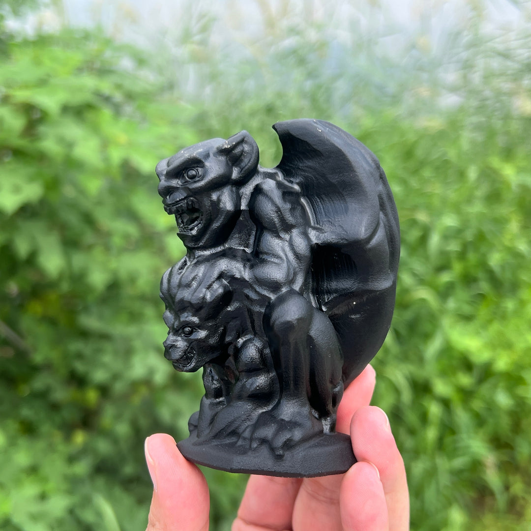 Black Obsidian Gargoyle Duo