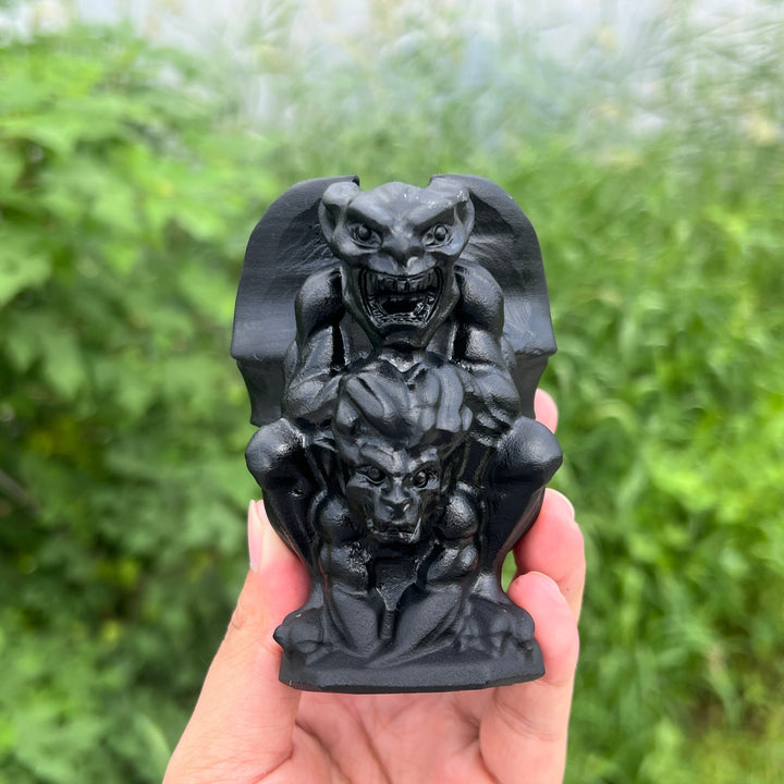 Black Obsidian Gargoyle Duo