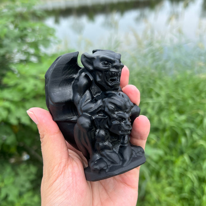 Black Obsidian Gargoyle Duo