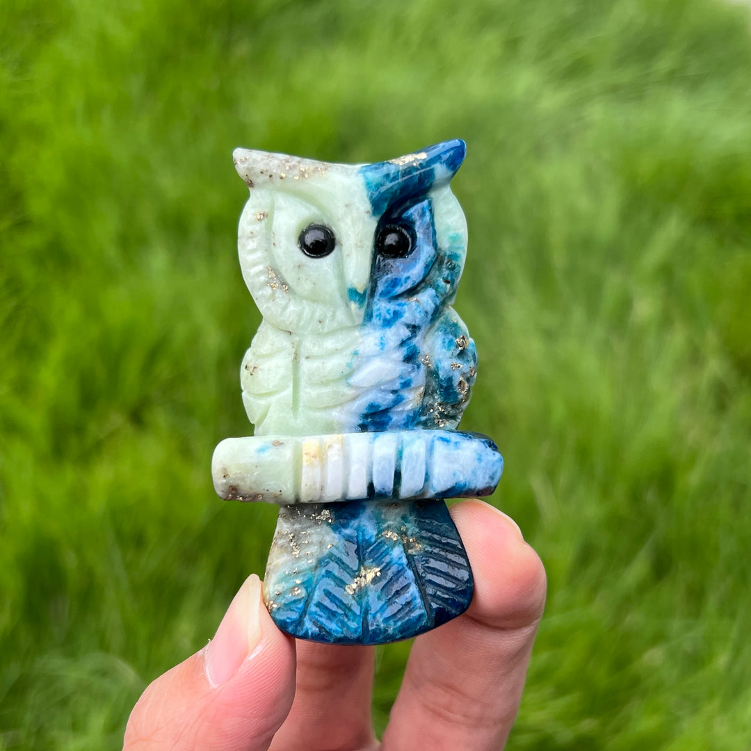Natural Green and Blue Sodalite Owl