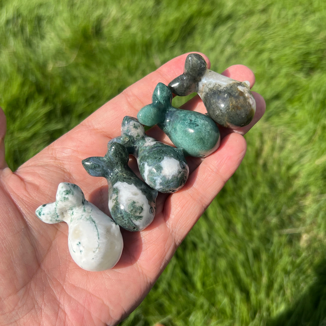 Mini Moss Agate Whale
