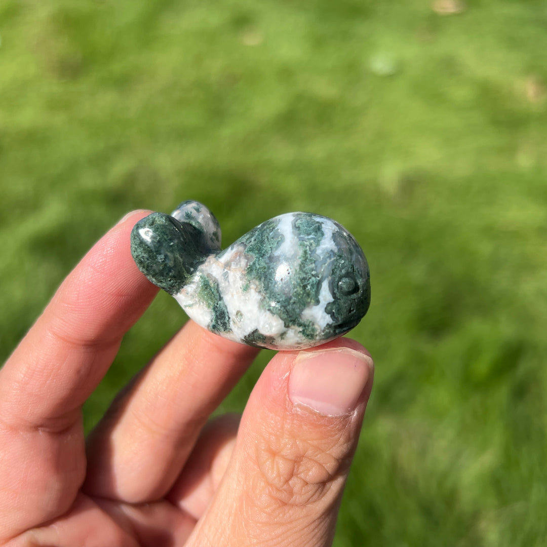 Mini Moss Agate Whale
