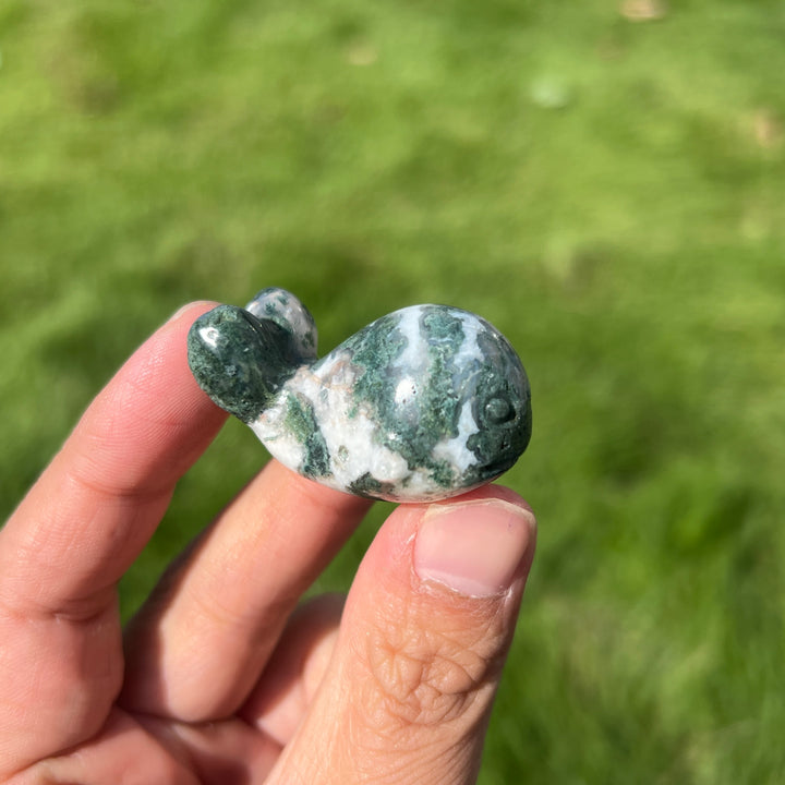 Mini Moss Agate Whale