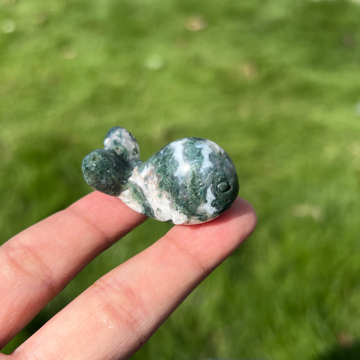 Mini Moss Agate Whale