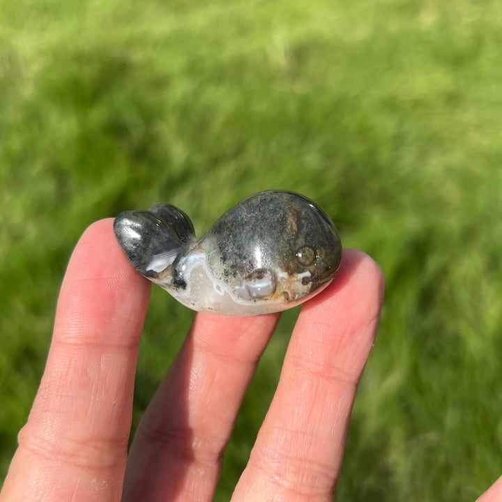 Mini Moss Agate Whale