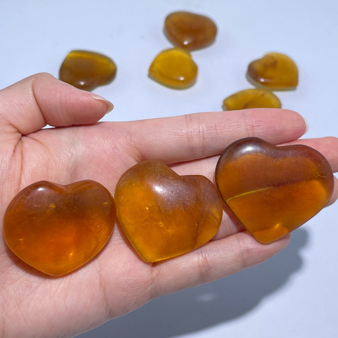 Yellow Fluorite Heart