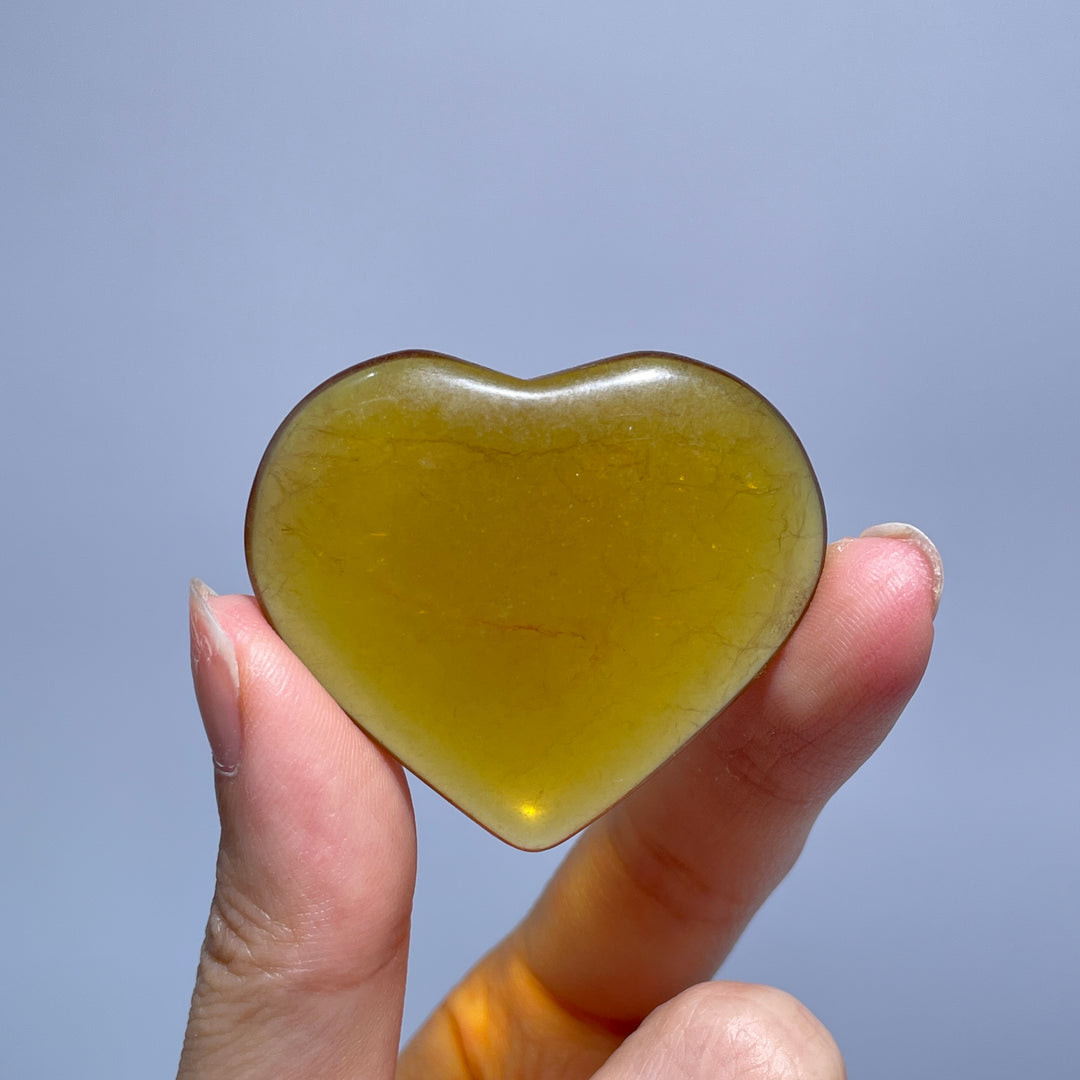 Yellow Fluorite Heart