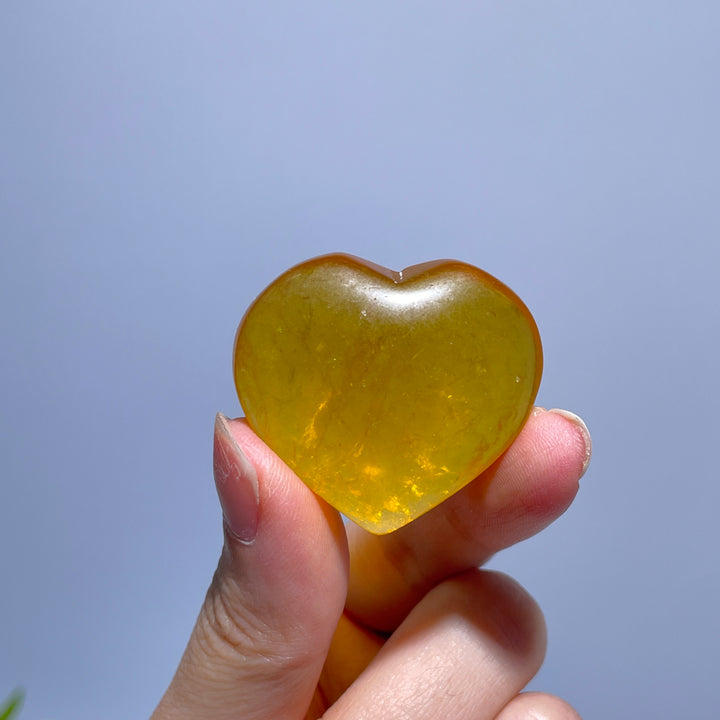 Yellow Fluorite Heart