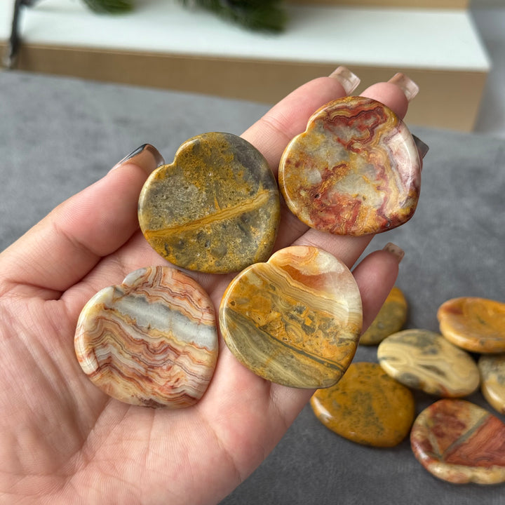 Crazy Lace Agate Heart Worry Stone