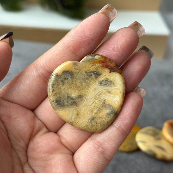 Crazy Lace Agate Heart Worry Stone