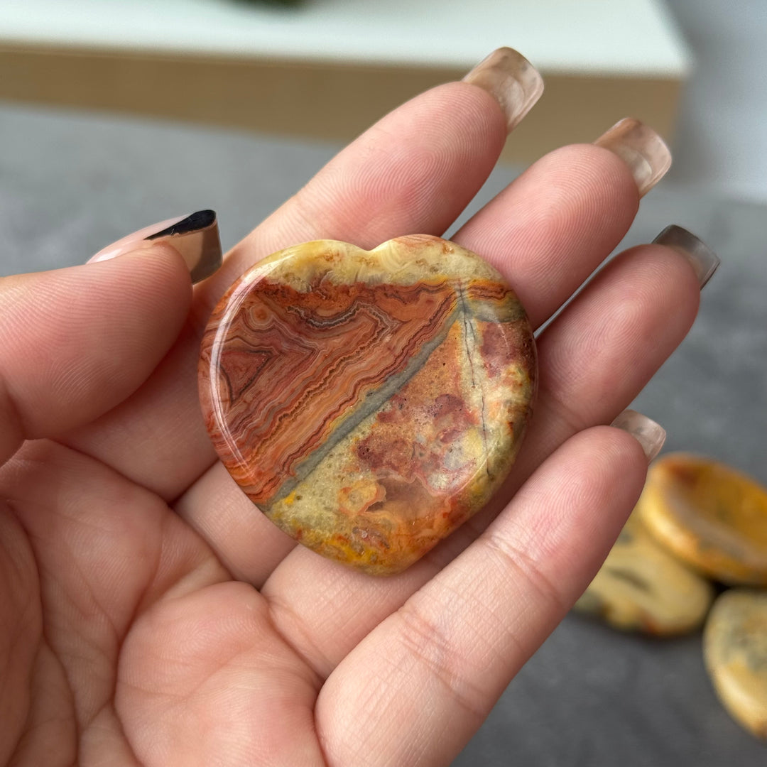 Crazy Lace Agate Heart Worry Stone