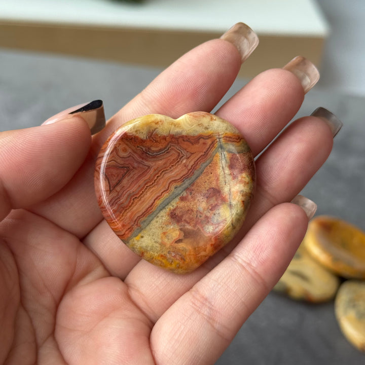 Crazy Lace Agate Heart Worry Stone