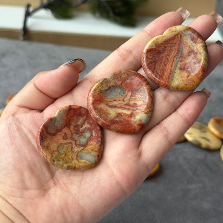 Crazy Lace Agate Heart Worry Stone