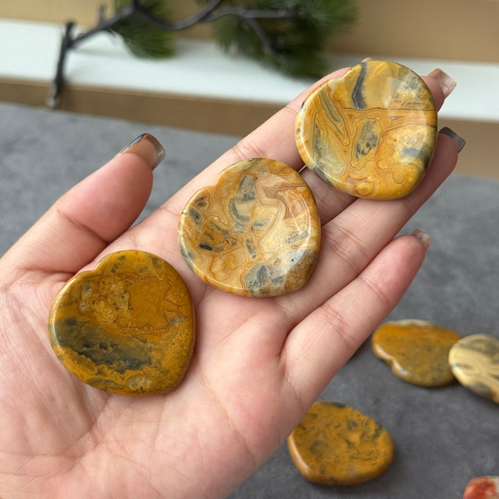 Crazy Lace Agate Heart Worry Stone