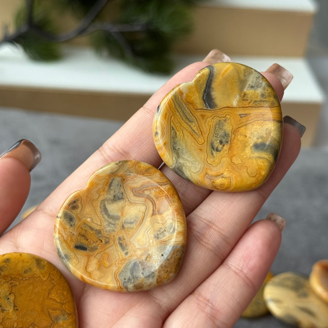Crazy Lace Agate Heart Worry Stone