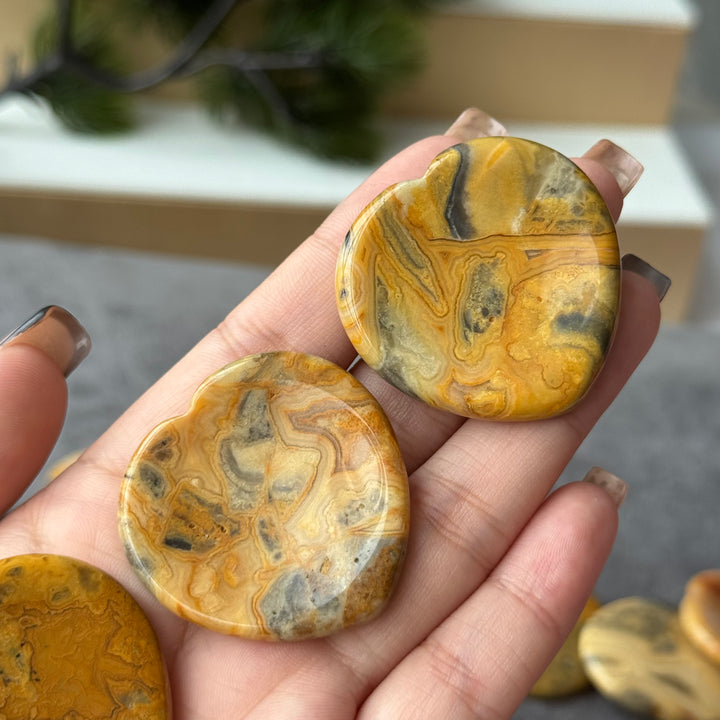 Crazy Lace Agate Heart Worry Stone