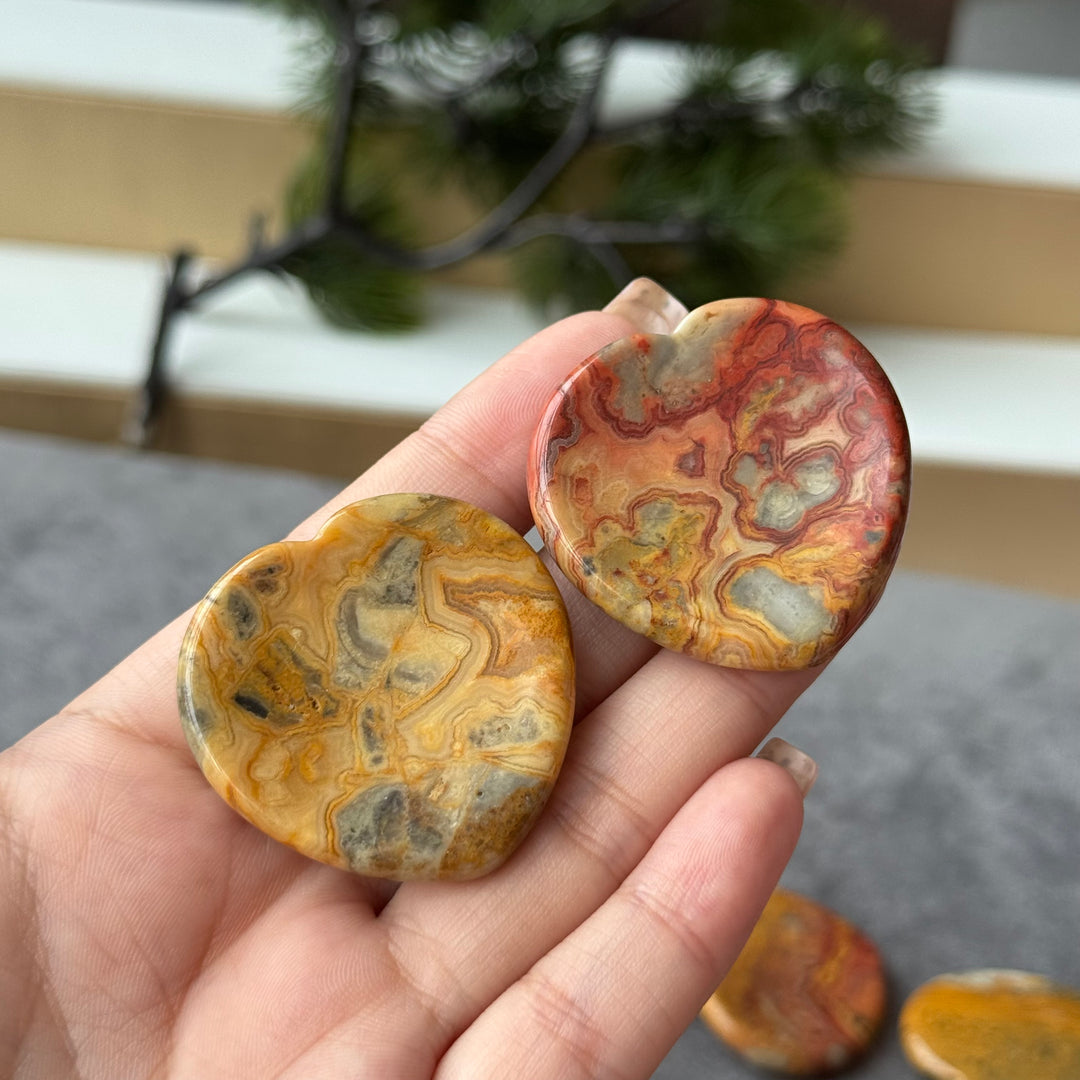Crazy Lace Agate Heart Worry Stone