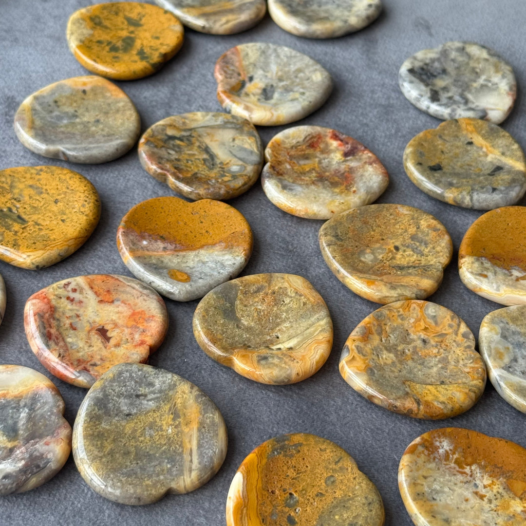 Imperfect, Crazy Lace Agate Heart Worry Stone