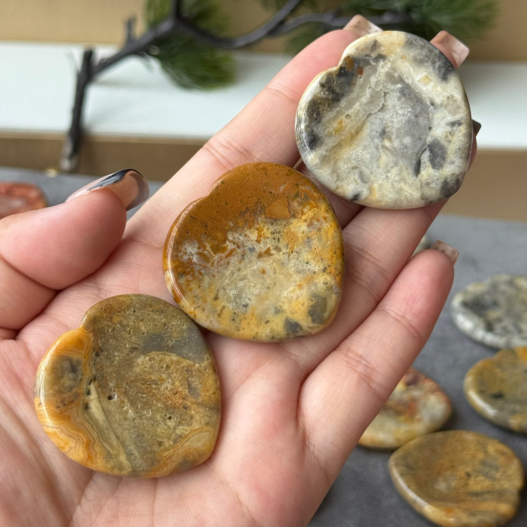 Imperfect, Crazy Lace Agate Heart Worry Stone