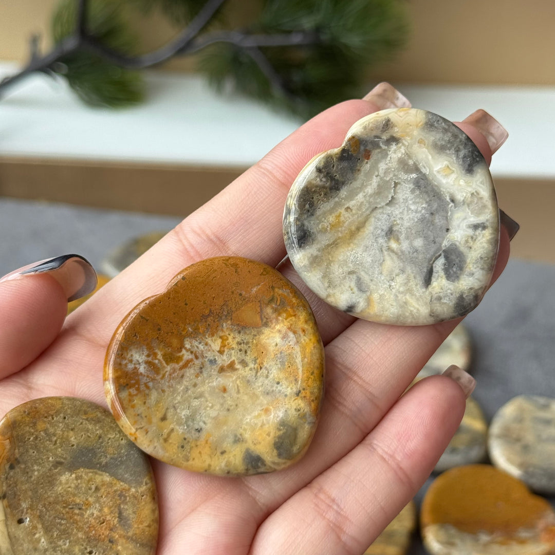 Imperfect, Crazy Lace Agate Heart Worry Stone