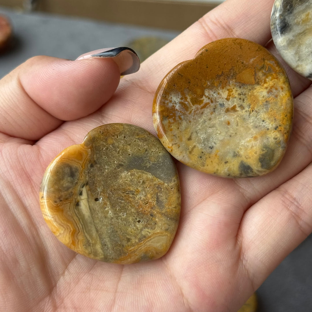 Imperfect, Crazy Lace Agate Heart Worry Stone