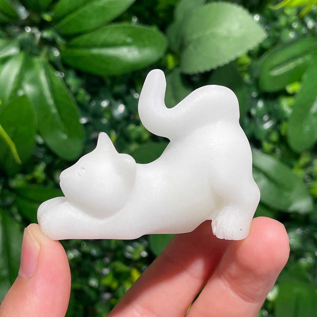 White Jade Lying Down Cat