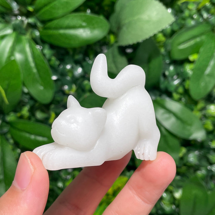 White Jade Lying Down Cat