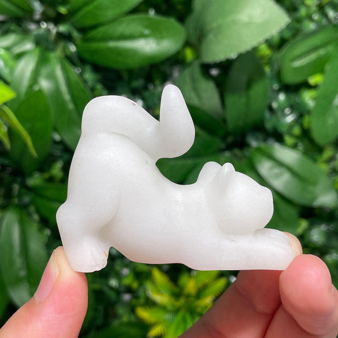 White Jade Lying Down Cat